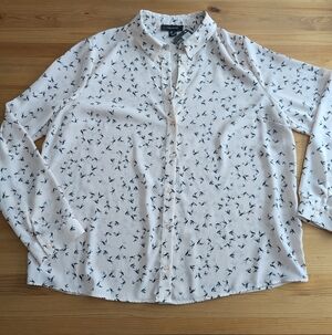 Blush Blouse with Bird Print